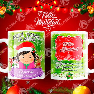 16 Plantillas para Sublimar Tazas de Aquí Toma en Navidad con Editables y Mockups