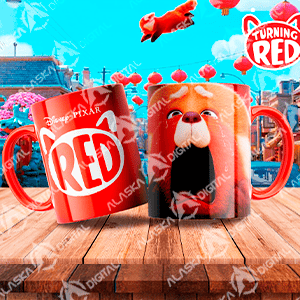 13 Plantillas para Sublimar Tazas de Turning Red con Editables y Mockups - peliculas