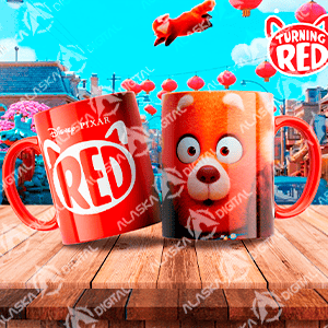 13 Plantillas para Sublimar Tazas de Turning Red con Editables y Mockups - peliculas