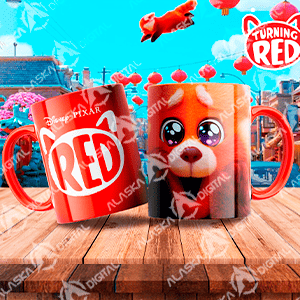 13 Plantillas para Sublimar Tazas de Turning Red con Editables y Mockups - peliculas