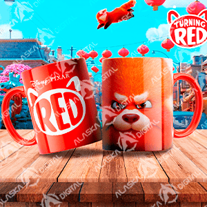 13 Plantillas para Sublimar Tazas de Turning Red con Editables y Mockups - peliculas