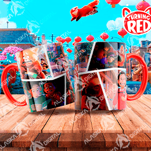 13 Plantillas para Sublimar Tazas de Turning Red con Editables y Mockups - peliculas