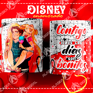 6 Plantillas para Sublimar Tazas de Disney Enamorado con Editables y Mockups / Amor y Amistad