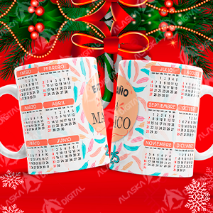 8 Plantillas para Sublimar Tazas con Calendario 2025 con Editables y Mockups / Navidad 8 Plantillas para Sublimar Tazas con Calendario 2025 con Editables y Mockups / Navidad - Imagen 5