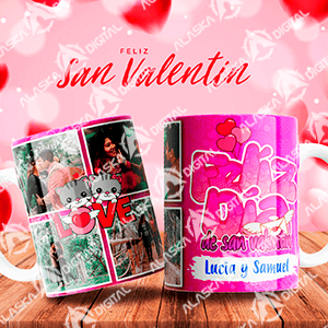 12 Plantillas para Sublimar Tazas Collage Feliz San Valentin con Editables y Mockups