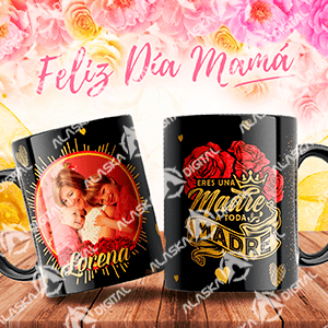 10 Plantillas para Sublimar Tazas Feliz Madre con Editables y Mockups