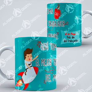 8 Plantillas para Sublimar Taza Trabajador con Editables y Mockups