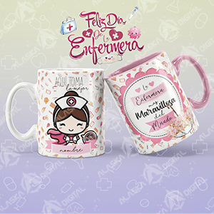 12 Plantillas para Sublimar Taza Día de la Enfermera con Editables y Mockups