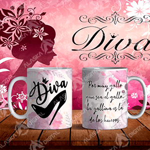5 Plantillas para Sublimar Tazas Diva con Editables y Mockups