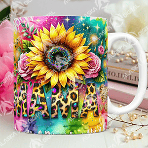15 Plantillas PNG para Sublimar Taza Mamá Glitter 3D con Mockups