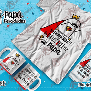 10 Plantillas para Sublimar Tazas y Playera Flork Papá Feliz con Editables y Mockups