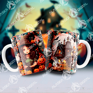 12 Plantillas para Sublimar Tazas de Brujitas Hallowen con Editables y Mockups