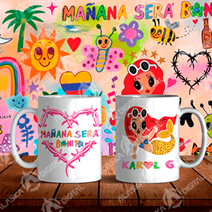 4 Plantillas para Sublimar Tazas de Karol G con Editables y Mockups 4 Plantillas para Sublimar Tazas de Karol G con Editables y Mockups - Imagen 3
