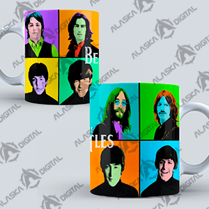 15 Plantillas para Sublimar Tazas de The Beatles Banda con Editables y Mockups