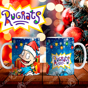 6 Plantillas para Sublimar Tazas de Navidad Rugrats con Editables y Mockups