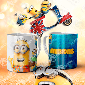12 Plantillas para Sublimar Tazas de Minions con Editables y Mockups