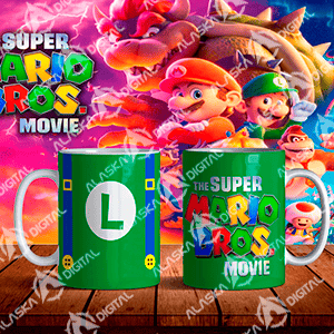 5 plantillas tazas Mario-bros V2 con Editables y Mockups