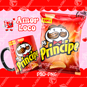 8 Plantillas para Sublimar Tazas y Chipbags Golosinas y Frituras San Valentin con Editables y Mockups