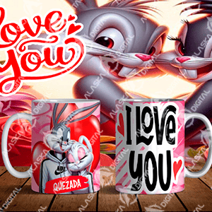 5 Plantillas para Sublimar Tazas Bugs Bunny Love con Editables y Mockups 5 Plantillas para Sublimar Tazas Bugs Bunny Love con Editables y Mockups - Imagen 4