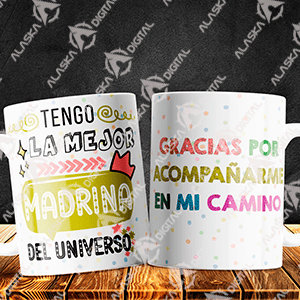 12 Plantilla para Sublimar Tazas Padrinos con Editables y Mockups- bautizo