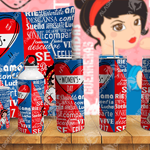 11 Plantillas para Sublimar Taza, Tumblers y Cojin Dia de la Mujer con Editables y Mockups