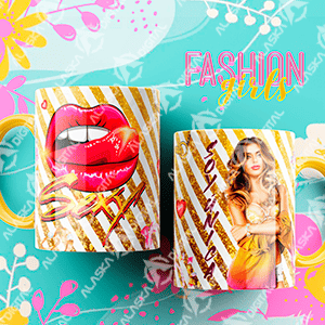 10 Plantillas para Sublimar Tazas Fashion Girl con Editables y Mockups