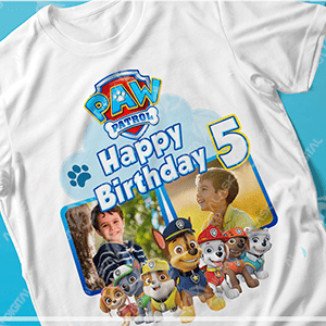 12 Plantillas para Sublimar Playeras Feliz Cumpleaños Paw Patrol con Editables y Mockups
