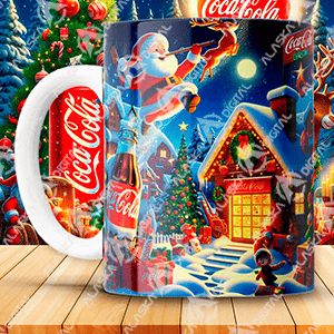 10 Plantillas para Sublimar Tazas de Coca Cola Navideña con Mockups