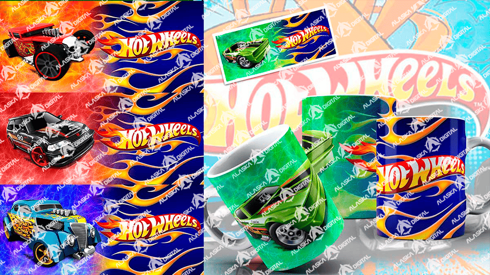 19 Plantillas de Autos Hotwheels para sublimar en taza