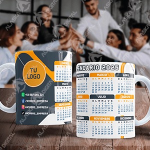 10 Plantillas para Sublimar Tazas de Calendario Corporativo 2025 con Editables y Mockups