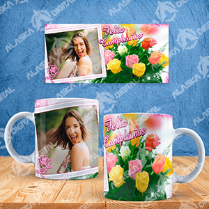 27 Plantillas para Sublimar Tazas Cumpleaños con Editables y Mockups