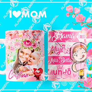 11 Plantillas para Sublimar Tazas Mamá I Love You con Editables y Mockups