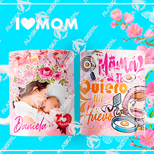 11 Plantillas para Sublimar Tazas Mamá I Love You con Editables y Mockups 11 Plantillas para Sublimar Tazas Mamá I Love You con Editables y Mockups - Imagen 5