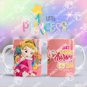 9 Plantillas para Sublimar Tazas de Princesas Baby con Editables y Mockups
