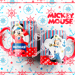 6 Plantillas para Sublimar Tazas de Mickey Marinero con Editables y Mockups