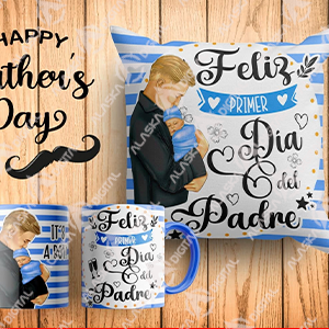 12 Plantillas para Sublimar Duo Tazas Happy Father Day con Editables y Mockups