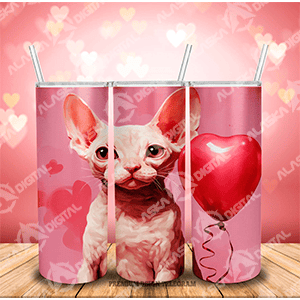 12 Plantillas PNG para Sublimar Tumblers Cat Valentine con Mockups