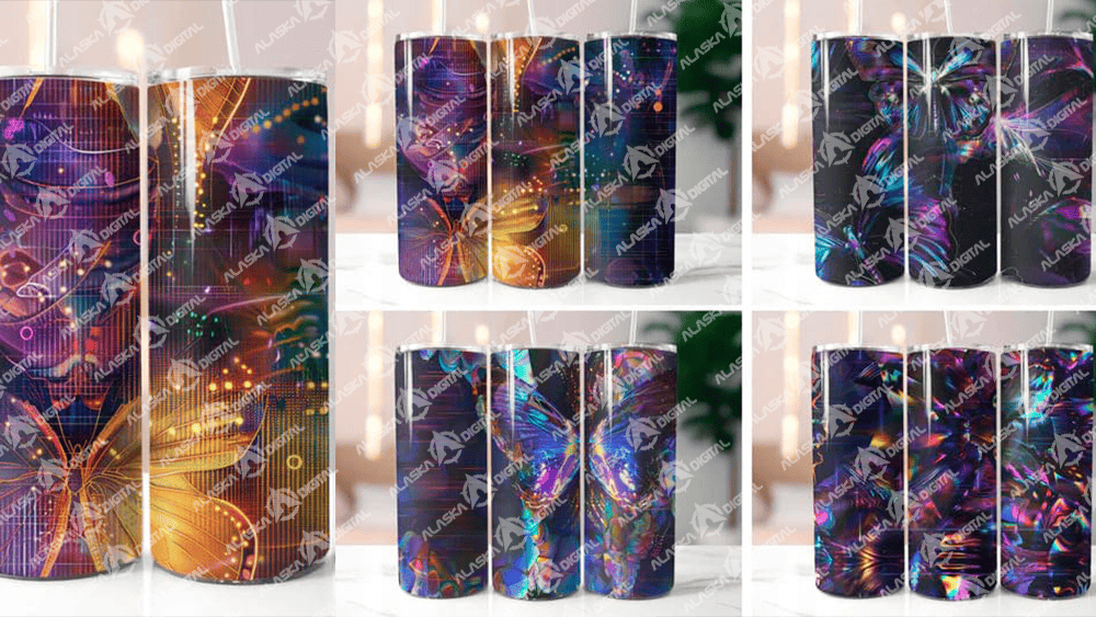 Holographic Butterfly Tumbler