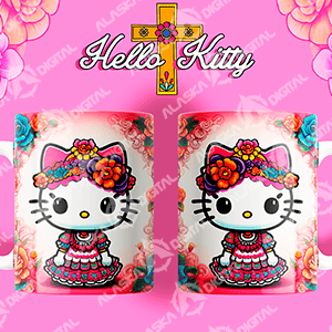 14 Plantillas PNG y PDF para Sublimar Tazas Catrinas Hello Kitty con Mockups 14 Plantillas PNG y PDF para Sublimar Tazas Catrinas Hello Kitty con Mockups - Imagen 4