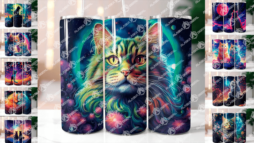 Gatos Moon Cats Tumbler Wrap