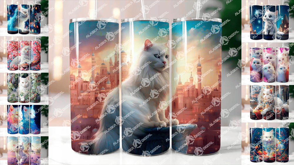 Gatos White Cats Tumbler Wrap