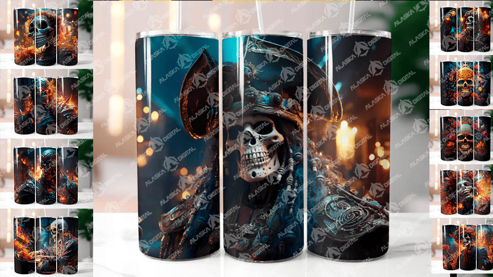 Skeleton Tumbler Wrap Halloween
