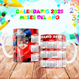 20 Plantillas para Sublimar Tazas de Caricaturas con Calendario 2025 con Editables y Mockups