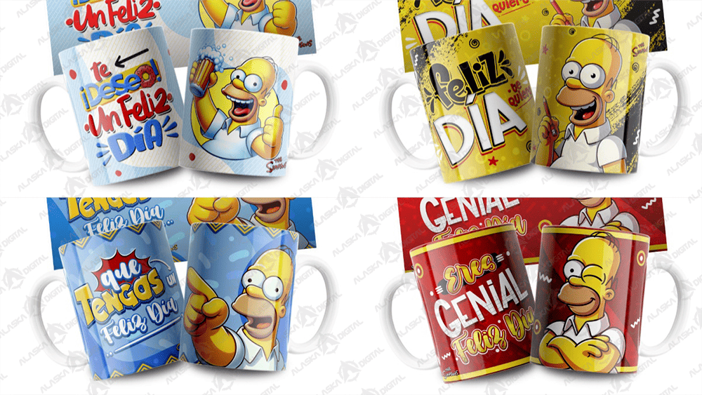 4 Plantillas Taza Homero Dia del Padre