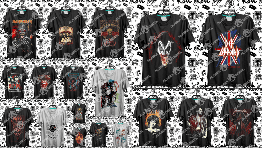 18 Plantillas Playeras Bandas de Rock