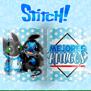 10 Plantilla Taza lilo & Stitch Amigos Editables + Mockup