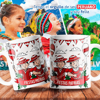 8 Plantillas Tazas Peru Festivo + Editale+ Mockup