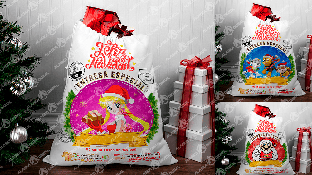 12 Plantillas para Sacos Anime Navideños