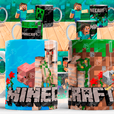 12 Plantillas para Sublimar Tazas Minecraft con Marco para Foto con Editables y Mockups 12 Plantillas para Sublimar Tazas Minecraft con Marco para Foto con Editables y Mockups