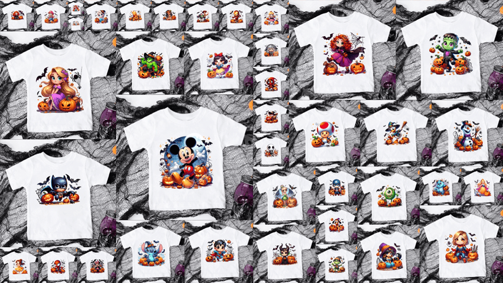39 Plantillas Playeras Disney Halloween + Mockup